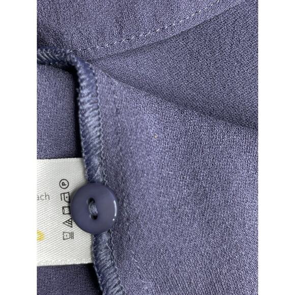 Eileen Fisher Slit Neck Purple Long Sleeve Georgette Silk Blouse size Medium New - Picture 11 of 13
